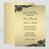 Faire-part de mariage en dentelle or (Devant / Derrière)