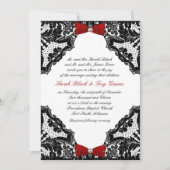 Faire-part de mariage en dentelle rouge, blanche e (Devant)