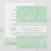 Faire-part de mariage en dentelle verte menthe et (Devant / Derrière)