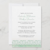 Faire-part de mariage en dentelle verte menthe et (Dos)