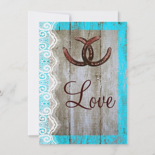 Faire-part de mariage en fer à cheval en bois de (Dos)