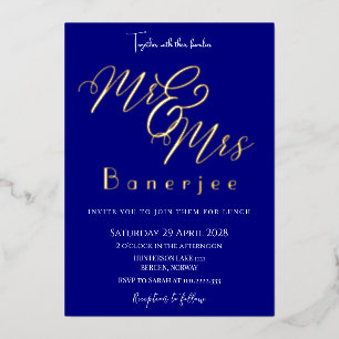 Faire-part de mariage en feuille d'aluminium bleu