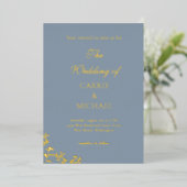 Faire-part de mariage en feuille de dusty blue (Debout devant)