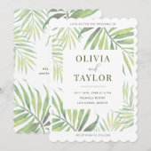 FAIRE-PART DE MARIAGE en feuille de palme d'aquare (Devant / Derrière)