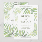 FAIRE-PART DE MARIAGE en feuille de palme d'aquare (Devant / Derrière)