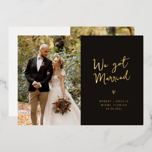 Faire-part de mariage en feuille d'or (Recto/Verso)