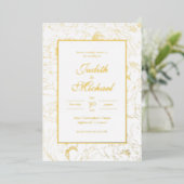 Faire-part de mariage en feuille d'or chic blanc (Debout devant)