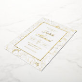 Faire-part de mariage en feuille d'or chic blanc (Rotation)
