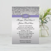 Faire-part de mariage en filigrane argenté pourpre (Debout devant)