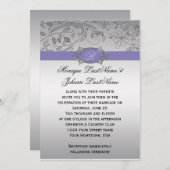 Faire-part de mariage en filigrane argenté pourpre (Devant / Derrière)