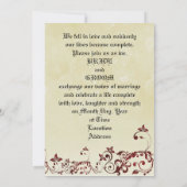 Faire-part de mariage en filigrane rouge (Dos)