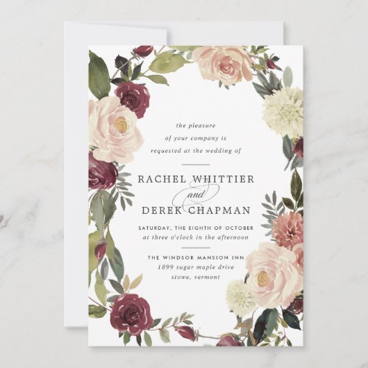 Faire-part de mariage en fleur rustique (Devant)