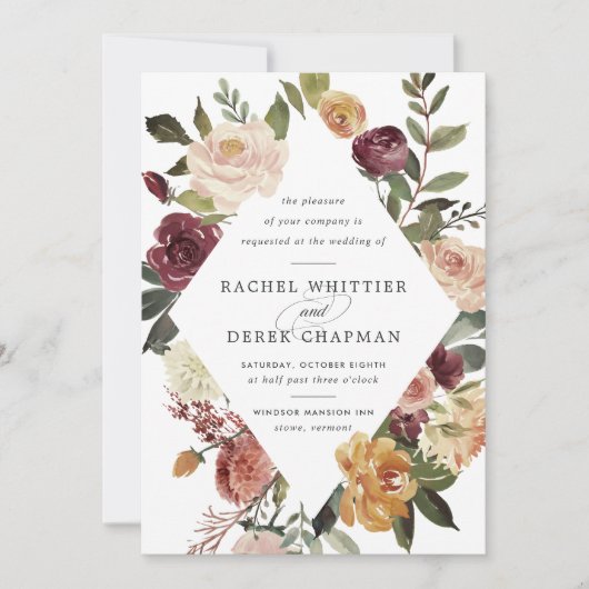 Faire-part de mariage en fleur rustique (Devant)