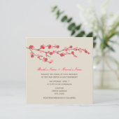 Faire-part de mariage en fleurs de cerisier d'aqua (Debout devant)