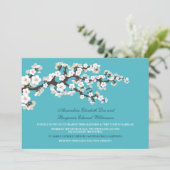 Faire-part de mariage en fleurs de cerisiers (aqua (Debout devant)