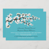 Faire-part de mariage en fleurs de cerisiers (aqua (Devant / Derrière)