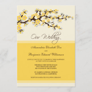 Faire-part de mariage en fleurs de cerisiers (jaun