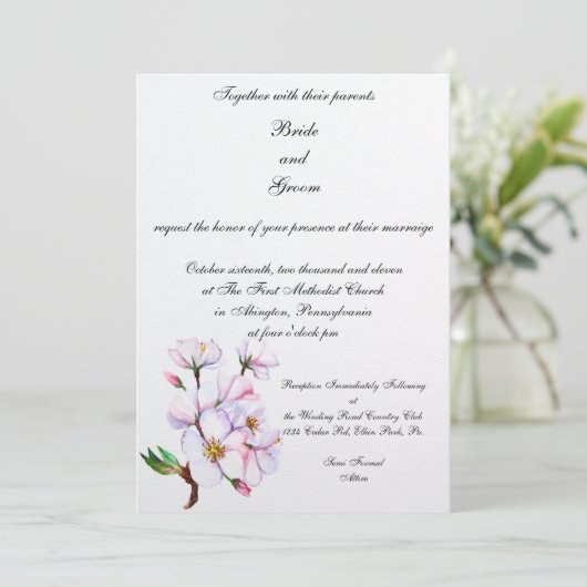 Faire-part de mariage en fleurs de cerisiers PMACa (Debout devant)