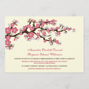 Faire-part de mariage en fleurs de cerisiers (rose