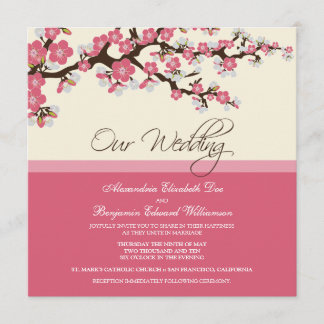 Faire-part de mariage en fleurs de cerisiers (rose