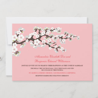 Faire-part de mariage en fleurs de cerisiers (rose