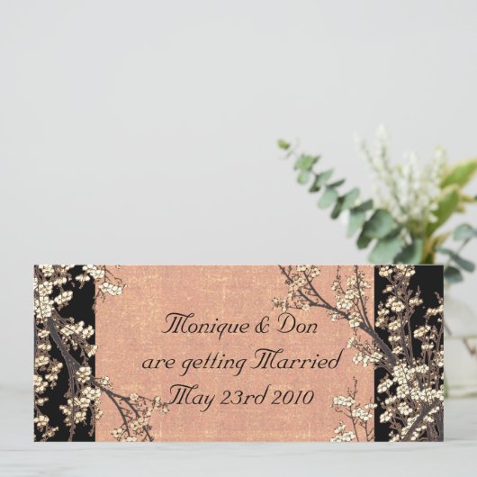Faire-part de mariage en fleurs de prune (Debout devant)
