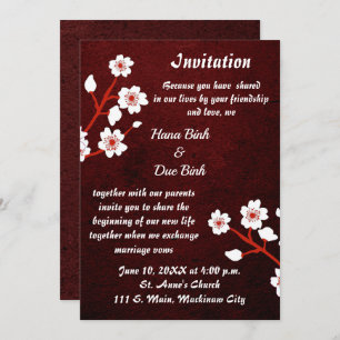 Faire-part de mariage en fleurs japonaise