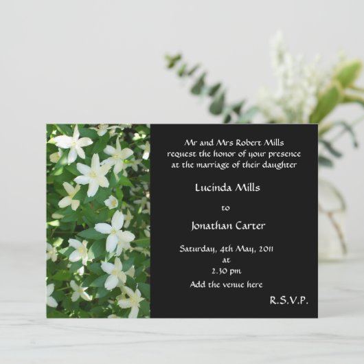 Faire-part de mariage en fleurs orange, blanc sur (Debout devant)