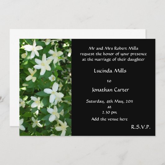 Faire-part de mariage en fleurs orange, blanc sur (Devant / Derrière)