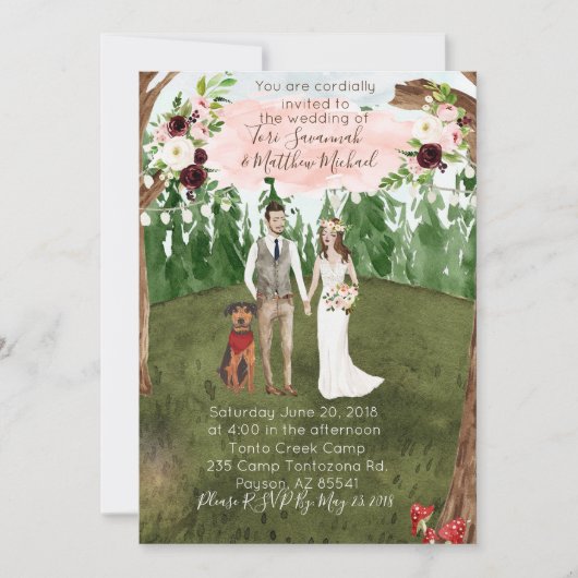 Faire-Part de Mariage en Forêt avec Chien (Devant)