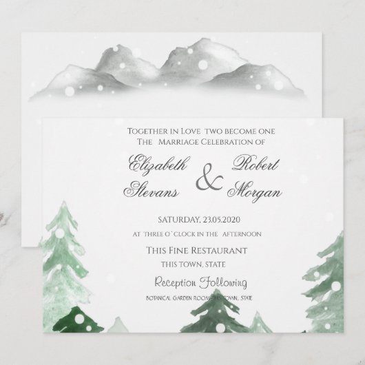 Faire-part de mariage en forêt boisée (Devant / Derrière)