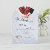 Faire-part de mariage en forme d'arche florale rom (Debout devant)