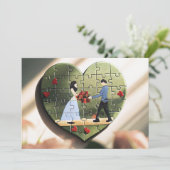 Faire-part de mariage En Forme De Coeur (Debout devant)