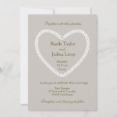 Faire-part de mariage en forme de coeur gris blanc (Devant)