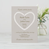 Faire-part de mariage en forme de coeur gris blanc (Debout devant)