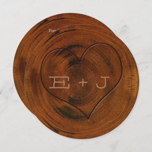 Faire-part de mariage en forme de cœur sculpté sur (Devant / Derrière)