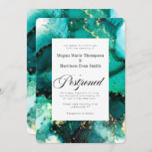 Faire-part de mariage en forme de jule d'émeraude  (Devant / Derrière)