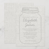 Faire-Part de Mariage en forme de Pot Mason Toile (Devant / Derrière)