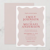 Faire-part de mariage en forme ondulée rose blush (Devant / Derrière)