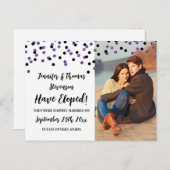 Faire-part de Mariage en Fuite avec Confettis Noir (Devant / Derrière)