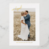 Faire-part de mariage en fuite avec photo en feuil (Recto)