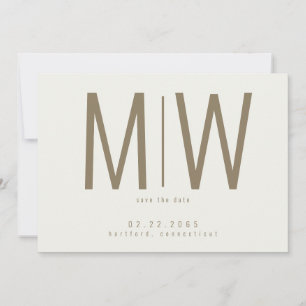 Faire-part de mariage en gros monogramme crème III