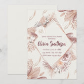 Faire-part de mariage en herbe de Pampas Boho — Te (Devant / Derrière)