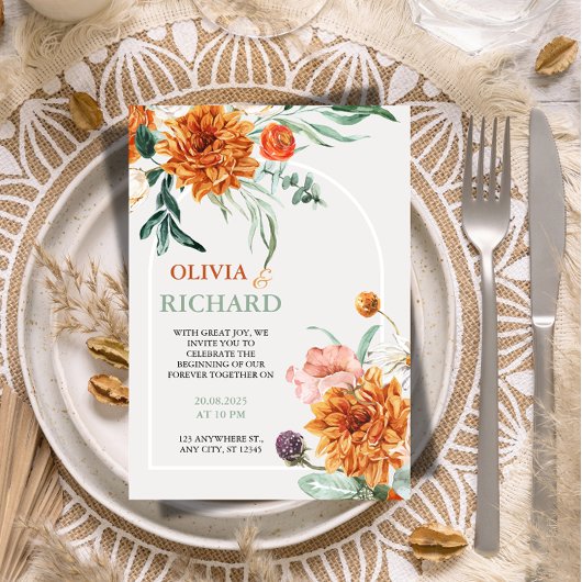 Faire-part de mariage en herbe de Pampas Boho text