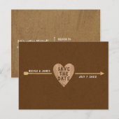 Faire-part de mariage en Kraft Brun Rustique en fo (Devant / Derrière)