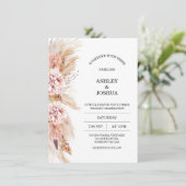Faire-part de mariage en laiton flush Boho Pampas (Debout devant)