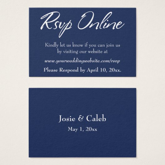 Faire-part de mariage en ligne Insert White Script (Devant & derrière)