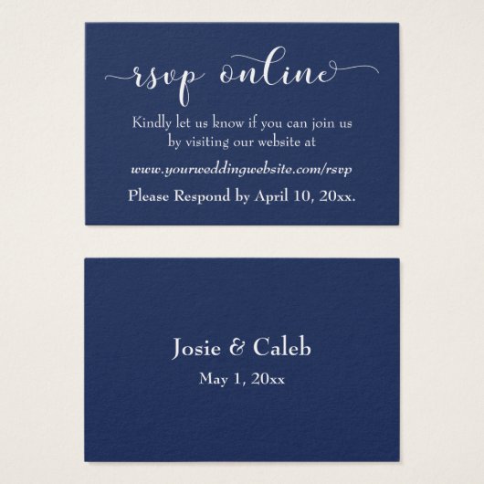 Faire-part de mariage en ligne Insert White Script (Devant & derrière)