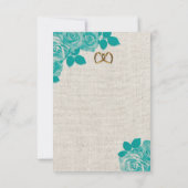 Faire-part de mariage en lin avec des roses sarcel (Dos)