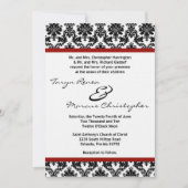 Faire-part de mariage en liné cramoisi rouge damas (Devant)